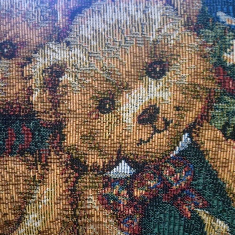 Christmas Bears Pillow Tapestry Burgundy Needlework Design Holiday Decor 16 X 12 - Picture 4 of 6